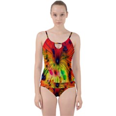 Color-background-structure-lines Cut Out Top Tankini Set by Cowasu