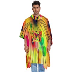 Color-background-structure-lines Men s Hooded Rain Ponchos by Cowasu