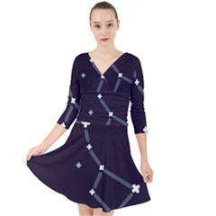 Celebrities-categories-universe-sky Quarter Sleeve Front Wrap Dress by Cowasu