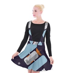 Satellite-machine-space-dark Suspender Skater Skirt by Cowasu