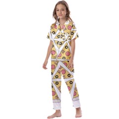 Pizza-slice-food-italian Kids  Satin Short Sleeve Pajamas Set by Sarkoni