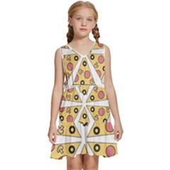 Pizza-slice-food-italian Kids  Sleeveless Tiered Mini Dress by Sarkoni