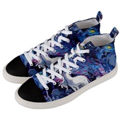 Unicorn Starry Night Print Van Gogh Men s Mid-top Canvas Sneakers by Sarkoni