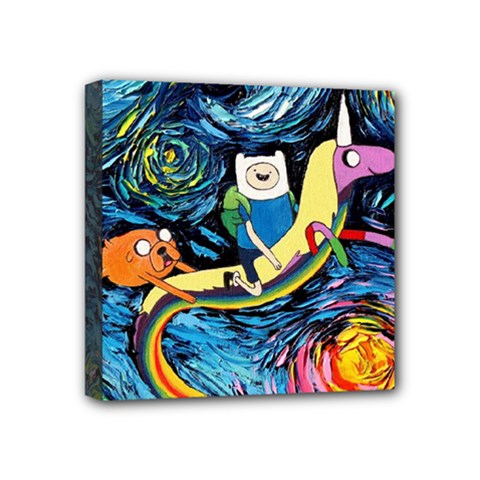 Cartoon Parody  Art Starry Night Van Gogh Mini Canvas 4  X 4  (stretched) by Sarkoni