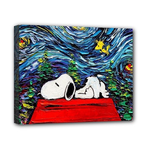 Dog Cartoon Vincent Van Gogh s Starry Night Parody Canvas 10  X 8  (stretched) by Sarkoni