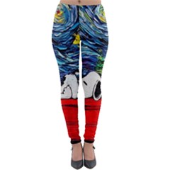 Dog Cartoon Vincent Van Gogh s Starry Night Parody Lightweight Velour Leggings by Sarkoni