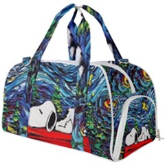 Dog Cartoon Vincent Van Gogh s Starry Night Parody Burner Gym Duffel Bag by Sarkoni