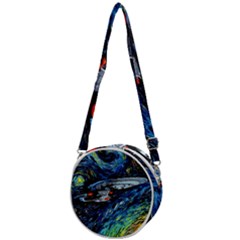 Spaceship Galaxy Parody Art Starry Night Crossbody Circle Bag by Sarkoni