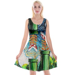 Game Starry Night Doctor Who Van Gogh Parody Reversible Velvet Sleeveless Dress by Sarkoni