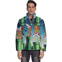 Game Starry Night Doctor Who Van Gogh Parody Men s Puffer Bubble Jacket Coat by Sarkoni