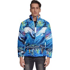 Mount Fuji Art Starry Night Van Gogh Men s Puffer Bubble Jacket Coat by Sarkoni