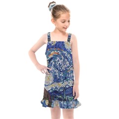 Mosaic Art Vincent Van Gogh s Starry Night Kids  Overall Dress by Sarkoni