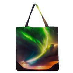 Lake Storm Neon Nature Grocery Tote Bag by Bangk1t