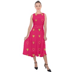 Heart Pattern Design Midi Tie-back Chiffon Dress by Ravend