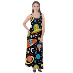 Space Pattern Sleeveless Velour Maxi Dress by Bedest