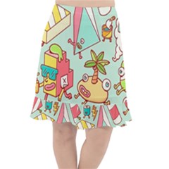 Summer Up Cute Doodle Fishtail Chiffon Skirt by Bedest