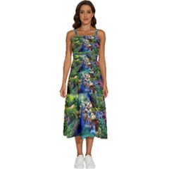 Peacocks  Fantasy Garden Sleeveless Shoulder Straps Boho Dress by Bedest