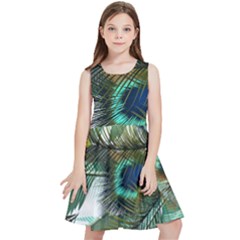 Peacock Feathers Kids  Skater Dress by Bedest