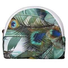 Peacock Feathers Horseshoe Style Canvas Pouch by Bedest