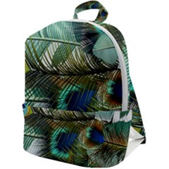 Peacock Feathers Zip Up Backpack by Bedest