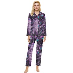 Purple Peacock Womens  Long Sleeve Velvet Pocket Pajamas Set by Bedest