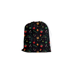 Christmas Pattern Texture Colorful Wallpaper Drawstring Pouch (xs) by Ravend