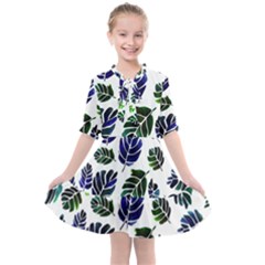 Leaves Watercolor Ornamental Decorative Design Kids  All Frills Chiffon Dress by Ravend