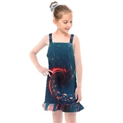 Fluid Swirl Spiral Twist Liquid Abstract Pattern Kids  Overall Dress by Ravend