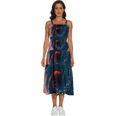 Fluid Swirl Spiral Twist Liquid Abstract Pattern Sleeveless Shoulder Straps Boho Dress by Ravend