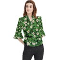 Daisies Clovers Lawn Digital Drawing Background Loose Horn Sleeve Chiffon Blouse View1