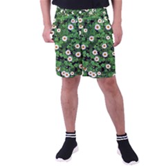 Daisies Clovers Lawn Digital Drawing Background Men s Pocket Shorts by Ravend