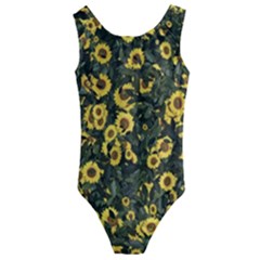 Sunflowers Yellow Flowers Flowers Digital Drawing Kids  Cut-out Back One Piece Swimsuit by Ravend