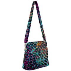 Fractal Abstract Waves Background Wallpaper Zipper Messenger Bag by Ravend