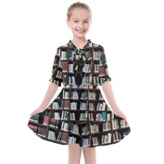 Book Collection In Brown Wooden Bookcases Books Bookshelf Library Kids  All Frills Chiffon Dress by Ravend