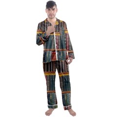 Books-library-bookshelf-bookshop Men s Long Sleeve Satin Pajamas Set by Ravend