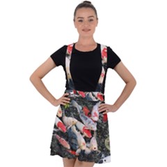 Koi Fish Nature Velvet Suspender Skater Skirt by Ndabl3x