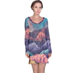 Adventure Psychedelic Mountain Long Sleeve Nightdress by Ndabl3x