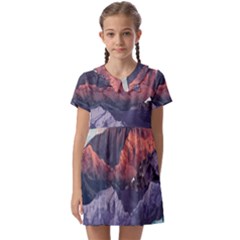 Adventure Psychedelic Mountain Kids  Asymmetric Collar Dress by Ndabl3x