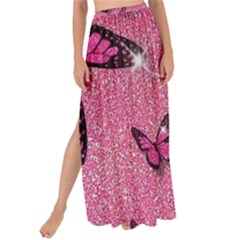 Pink Glitter Butterfly Maxi Chiffon Tie-up Sarong by Ndabl3x