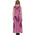 Pink Glitter Butterfly Kids  Satin Sleeveless Maxi Dress View4