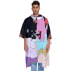 Girl Bed Space Planet Spaceship Men s Hooded Rain Ponchos by Bedest