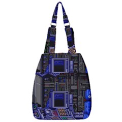 Blue Computer Monitor With Chair Game Digital Art Center Zip Backpack by Bedest