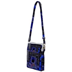 Blue Computer Monitor With Chair Game Digital Art Multi Function Travel Bag by Bedest