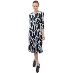 Black And White Cow Print 10 Cow Print, Hd Wallpaper Ruffle End Midi Chiffon Dress by nateshop