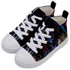 Art Design Graphic Neon Tree Artwork Kids  Mid-top Canvas Sneakers by Bedest