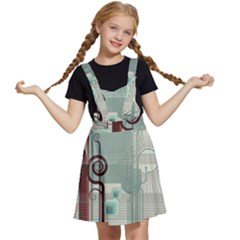 Green Red And White Line Digital Abstract Art Kids  Apron Dress by Bedest