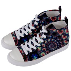 Psychedelic Colorful Abstract Trippy Fractal Women s Mid-top Canvas Sneakers by Bedest