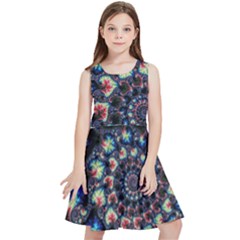 Psychedelic Colorful Abstract Trippy Fractal Kids  Skater Dress by Bedest