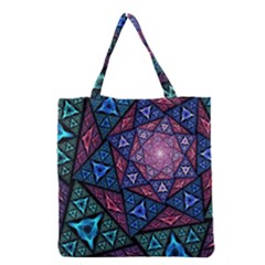 Purple Psychedelic Art Pattern Mosaic Design Fractal Art Grocery Tote Bag by Bedest