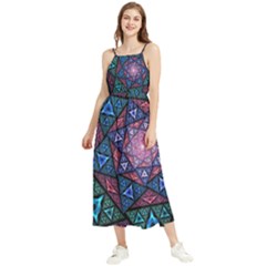 Purple Psychedelic Art Pattern Mosaic Design Fractal Art Boho Sleeveless Summer Dress by Bedest